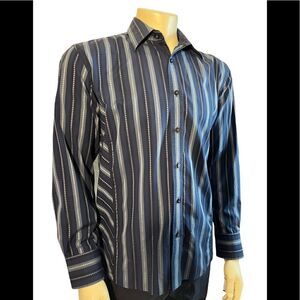 Men’s Large Blue and Gray Zagiri Casual Dress Shirt